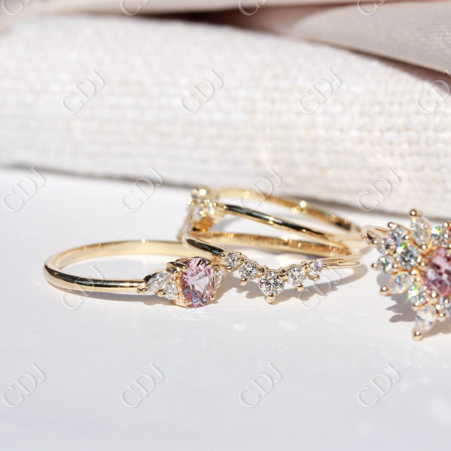 0.20CTW Unique Curved 5 Stone Diamond Nesting Wedding Band customdiamjewel