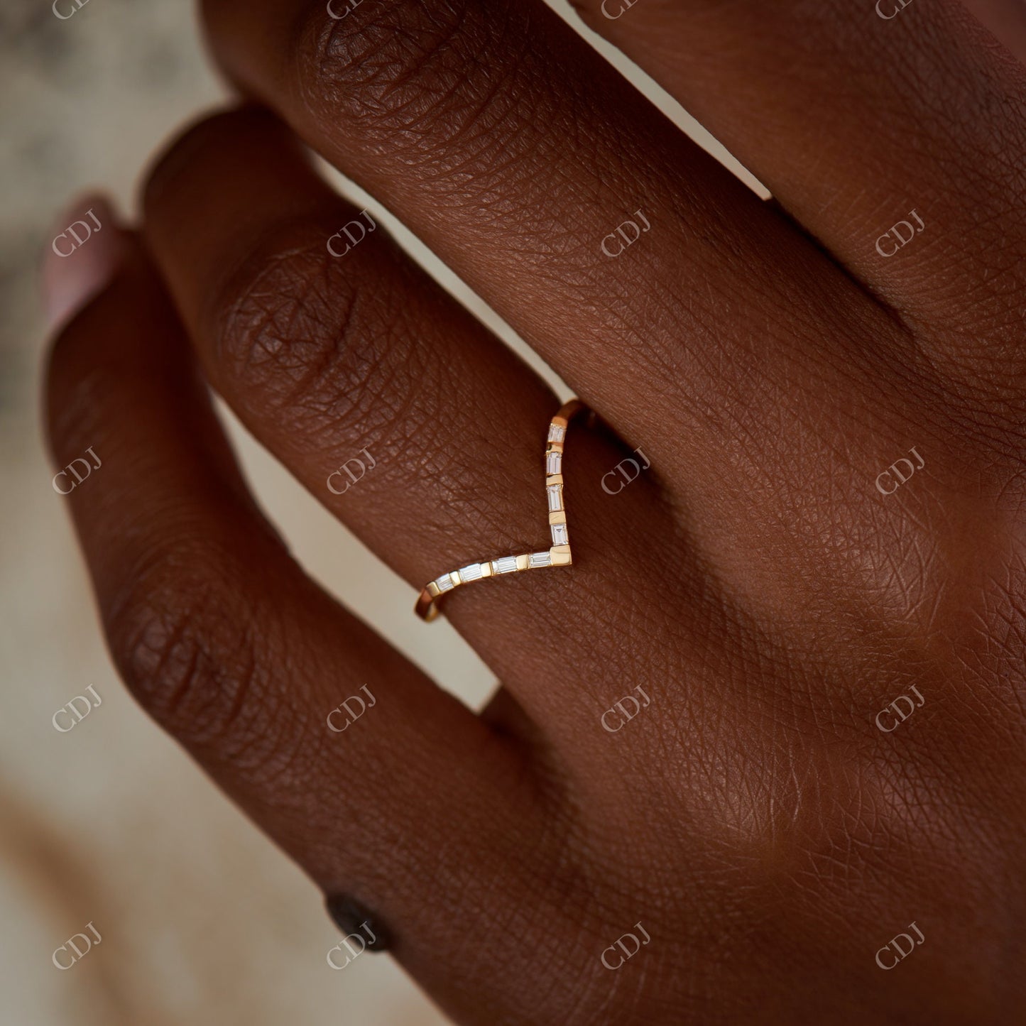 0.1ctw Baguette CVD Diamond Curved Wedding Band customdiamjewel