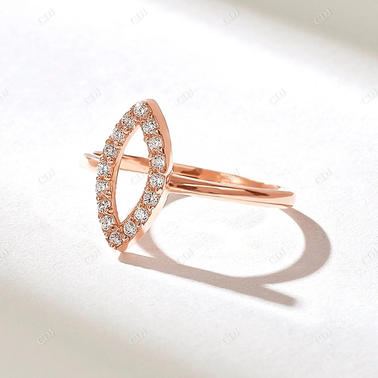 0.16CTW Round Cut Lab Grown Diamond Open Eye Ring customdiamjewel 10KT Rose Gold VVS-EF