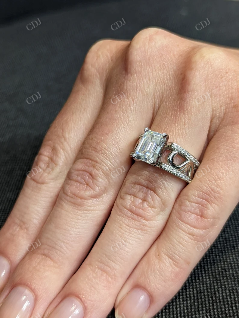 Vintage Art Deco Emerald Cut Moissanite Ring customdiamjewel