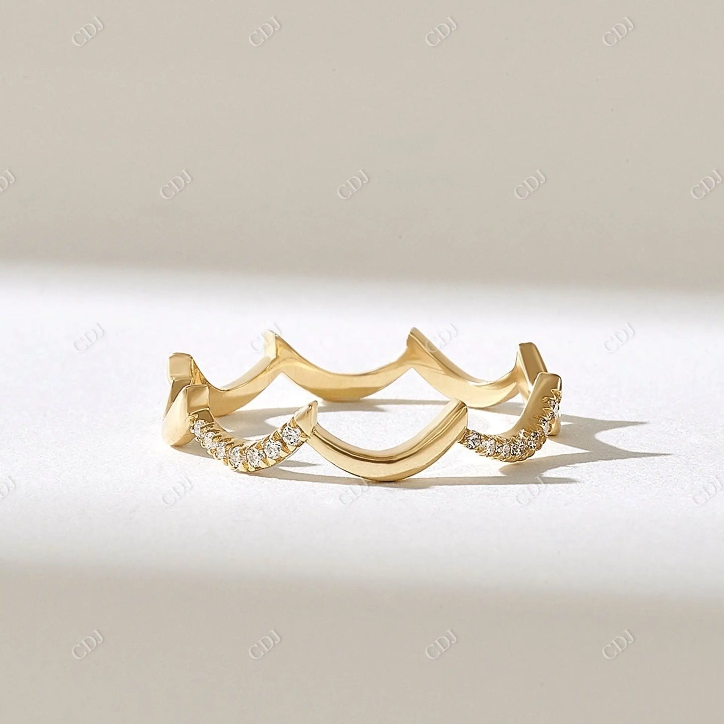 0.05CTW Round CVD Diamond Ups And Down Wavy Band customdiamjewel