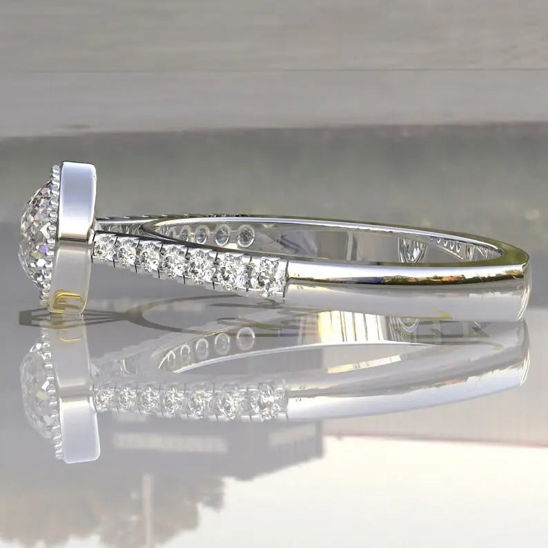 Portuguese Cut Moissanite Engagement Ring customdiamjewel