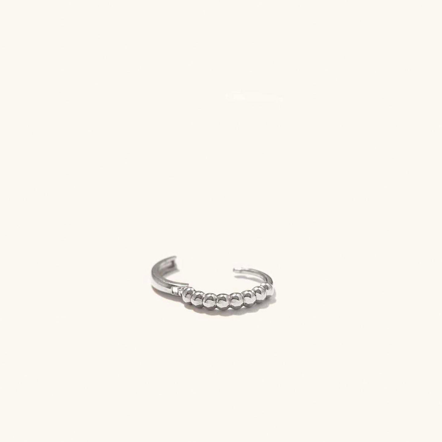 Classy 14K Gold Beaded Huggie Hoop Earring customdiamjewel