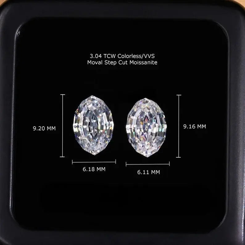 3.04CTW Moval Step Cut Loose Moissanite customdiamjewel