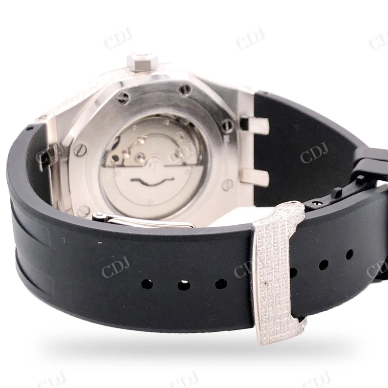AP Custom Moissanite Black Silicon Men's Wrist Watch customdiamjewel