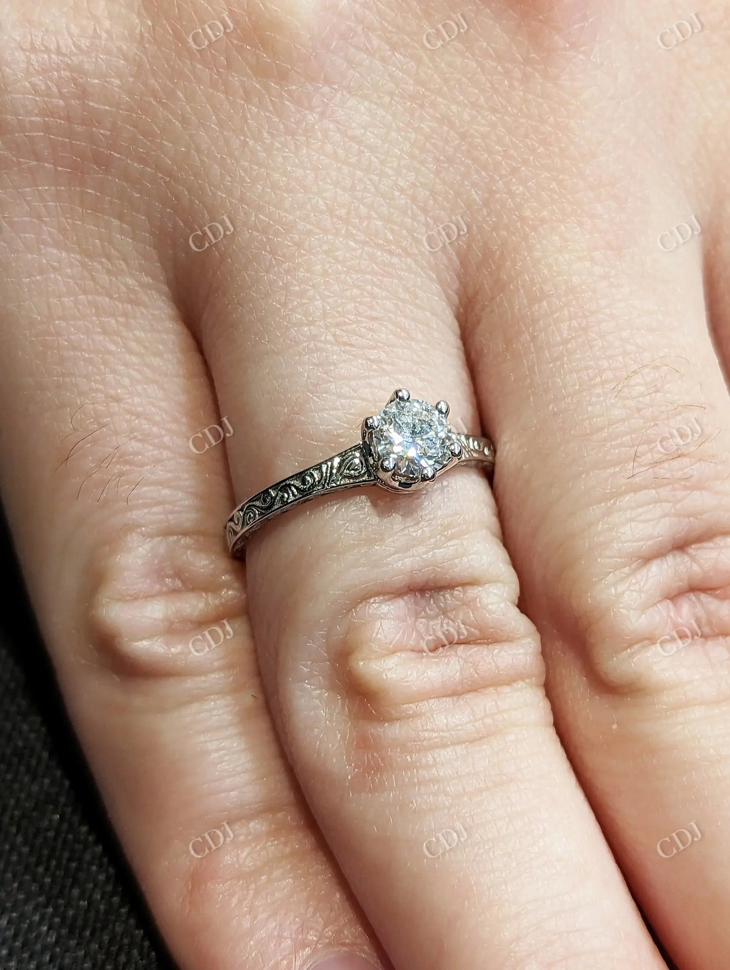 0.5CT Round Cut Moissanite Engagement Ring customdiamjewel
