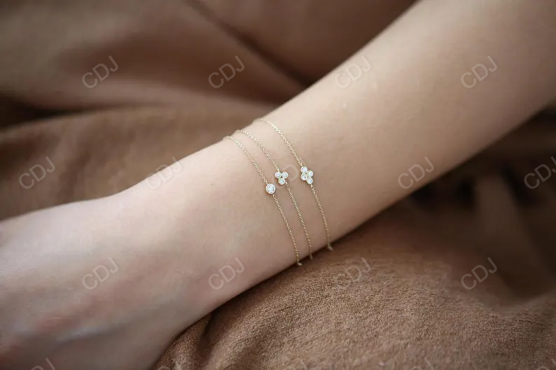 0.11CTW Moissanite Dainty Solitaire Diamond Bracelet customdiamjewel