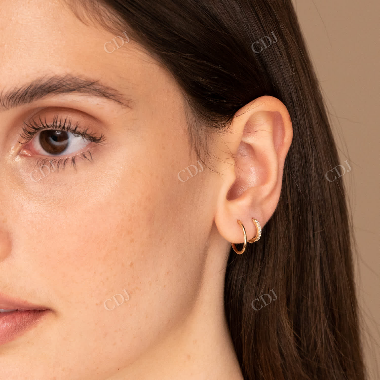 0.055CTW Single Lab Grown Diamond Hoop Earrings customdiamjewel