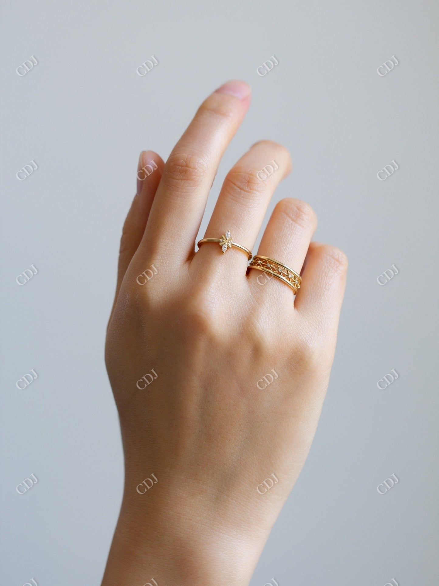 0.06CTW Marquise And Round Cut Moissanite Statement Ring customdiamjewel