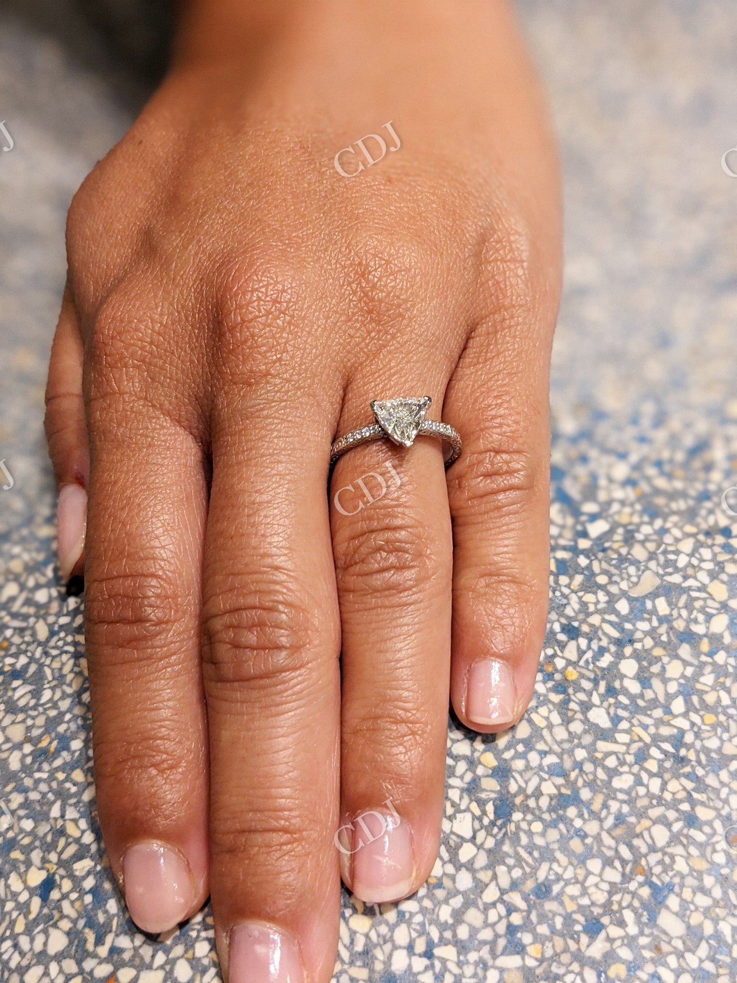 Solitaire Trillion Cut Moissanite Engagement Ring customdiamjewel