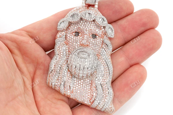 Large 15.00ctw Baguette Crown Jesus Pendant customdiamjewel