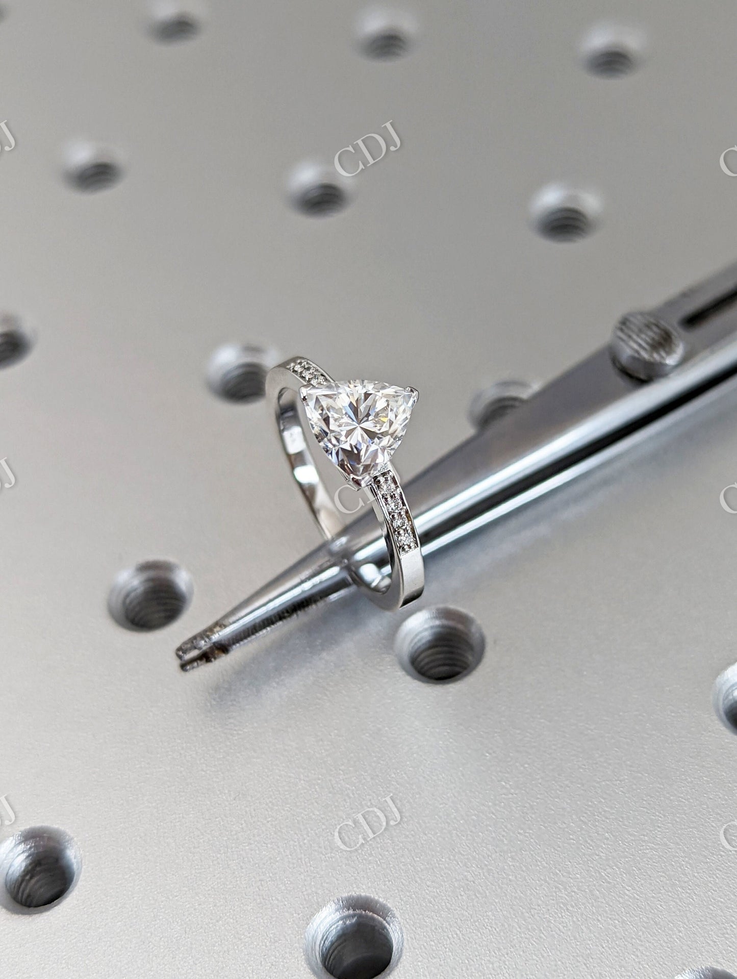 14k White Gold Trillion Cut Solitaire Moissanite Engagement Ring customdiamjewel