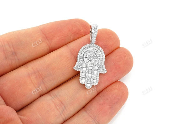 2.10CTW Baguette Hamsa Pendant customdiamjewel