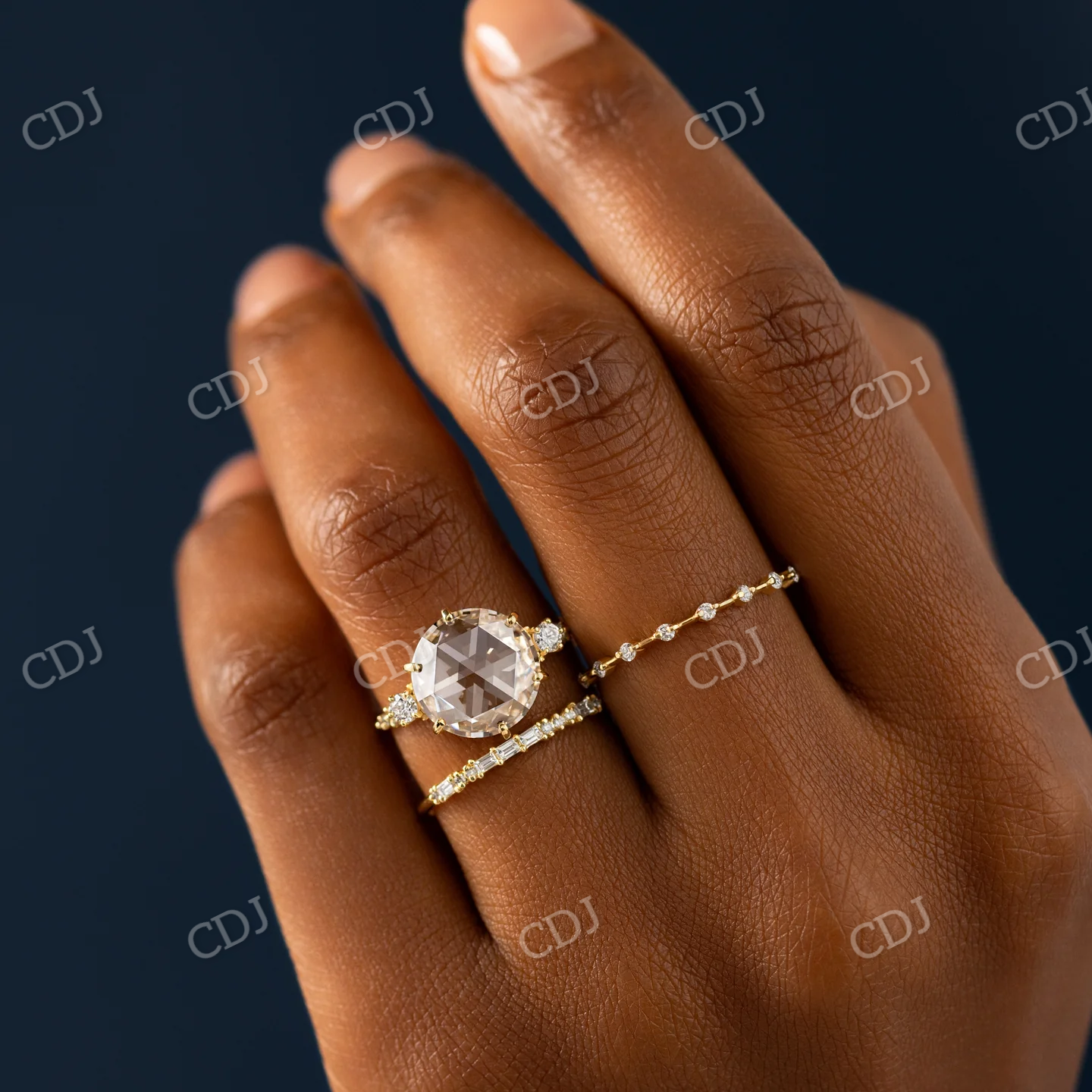 4.30CT Classic Round Rose Cut Moissanite Engagement Ring customdiamjewel