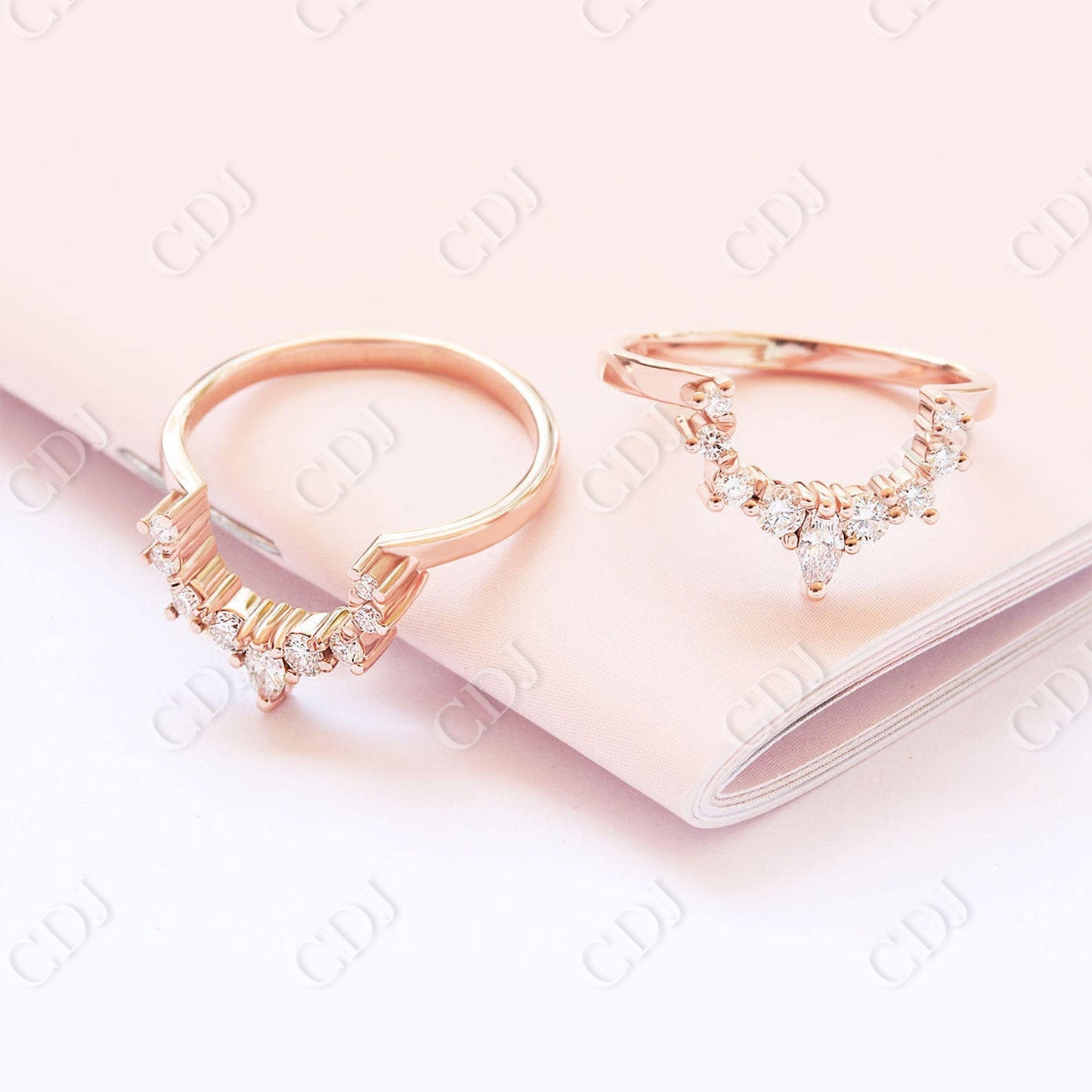 0.25CTW Marquise Cut Curved Moissanite Wedding Band customdiamjewel