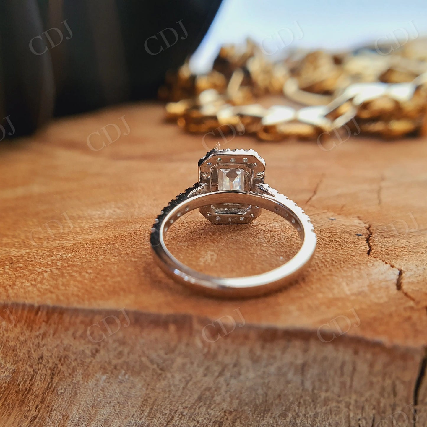 Emerald Cut Eternity Moissanite Engagement Ring customdiamjewel
