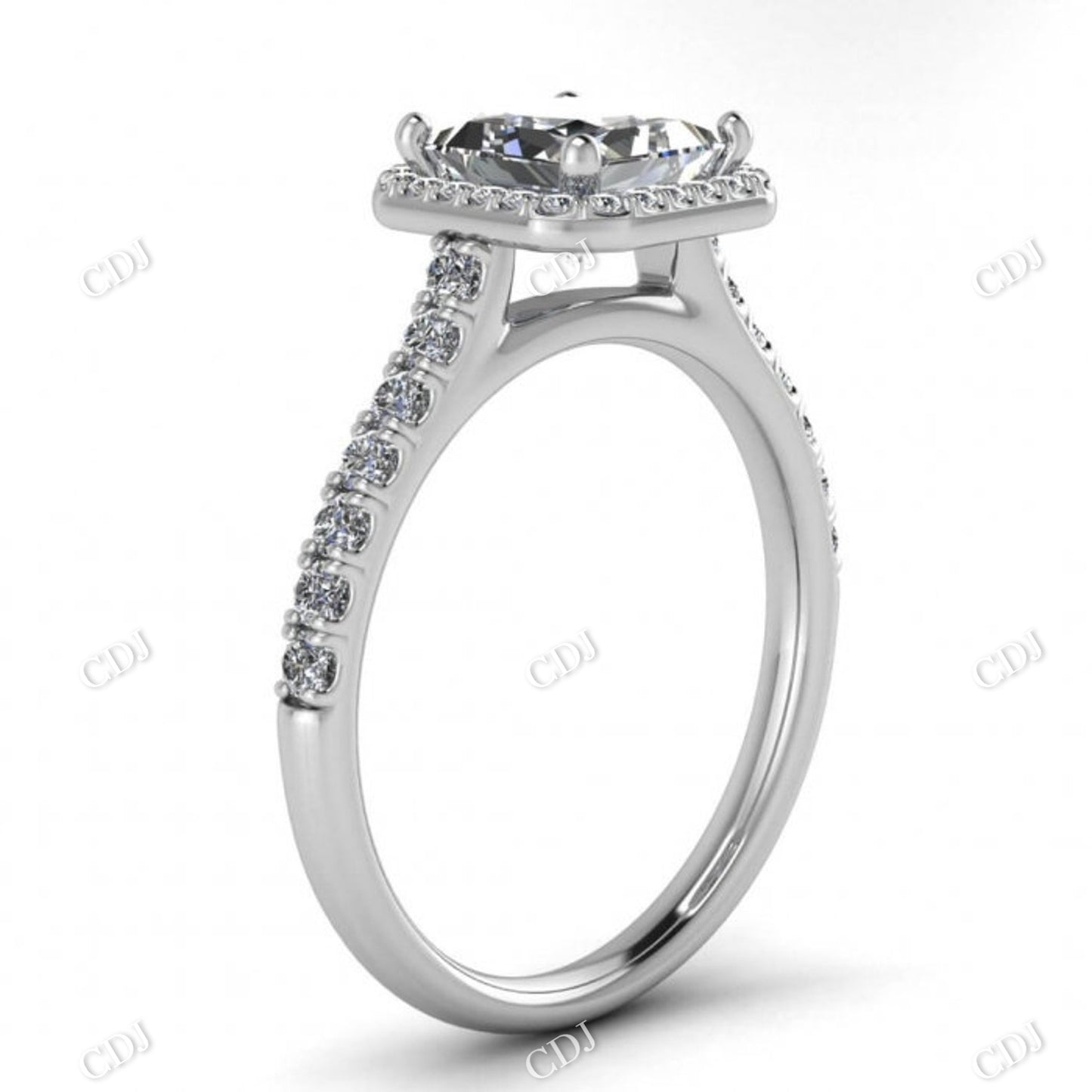 Square Halo Princess Cut Moissanite White Gold Engagement Ring customdiamjewel