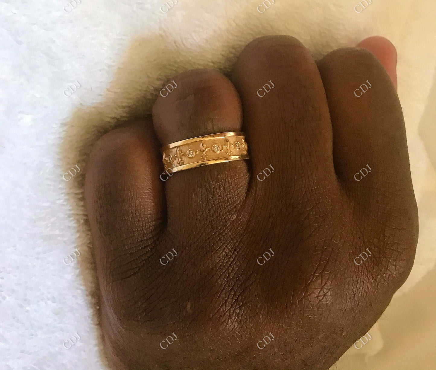 0.1CTW Fleur DE Lis Vintage Style Diamond Wedding Band customdiamjewel