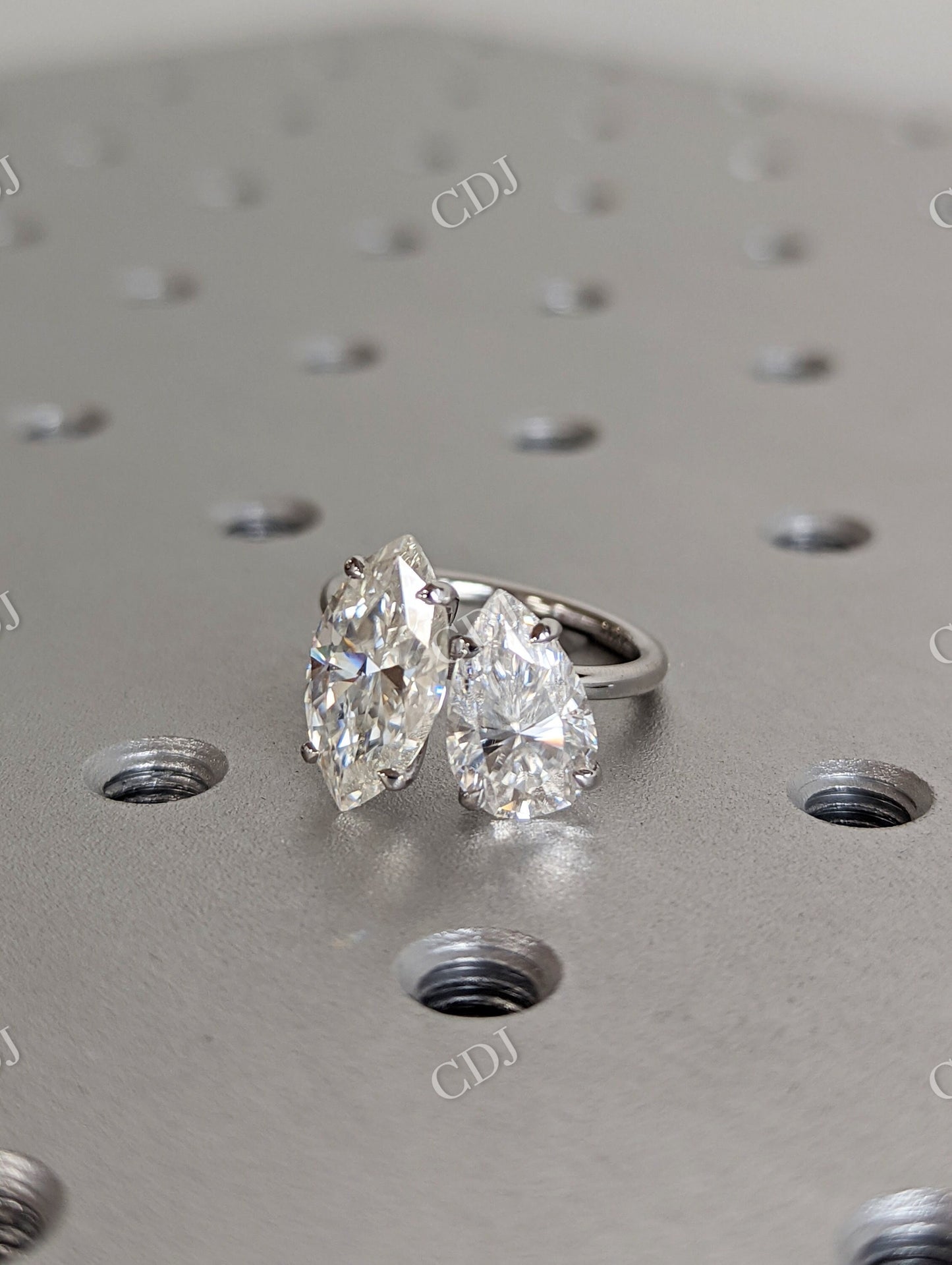 White Gold Toi Et Moi Moissanite Engagement Ring customdiamjewel