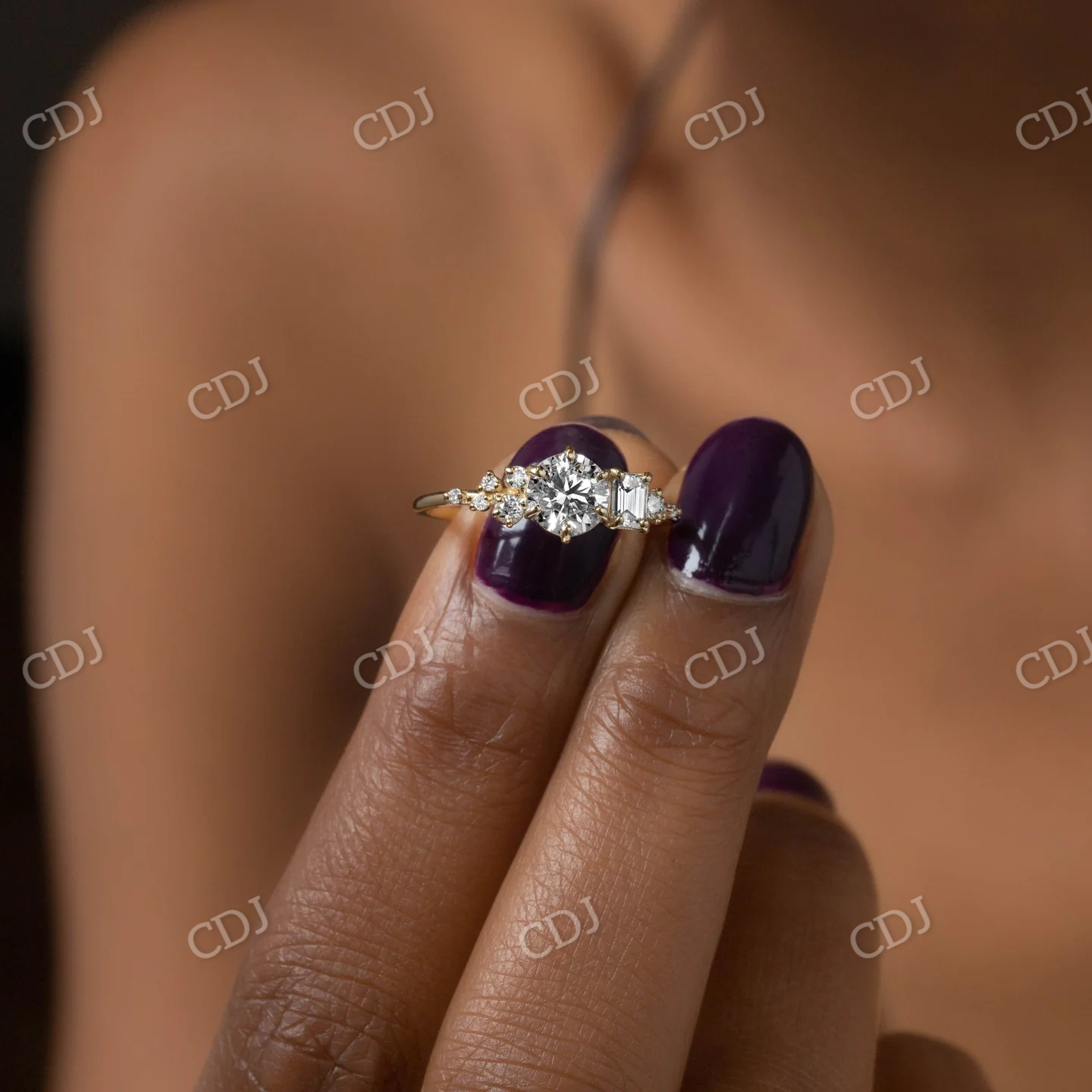 Multi Stone Moissanite Engagement Ring customdiamjewel