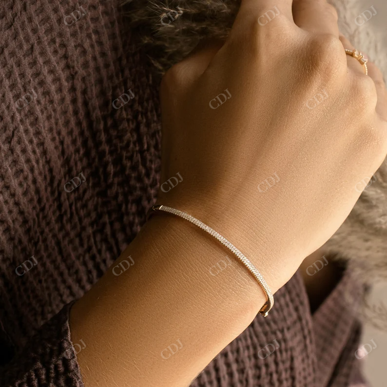 14k Gold Half Eternity Pave Diamond Bracelet customdiamjewel