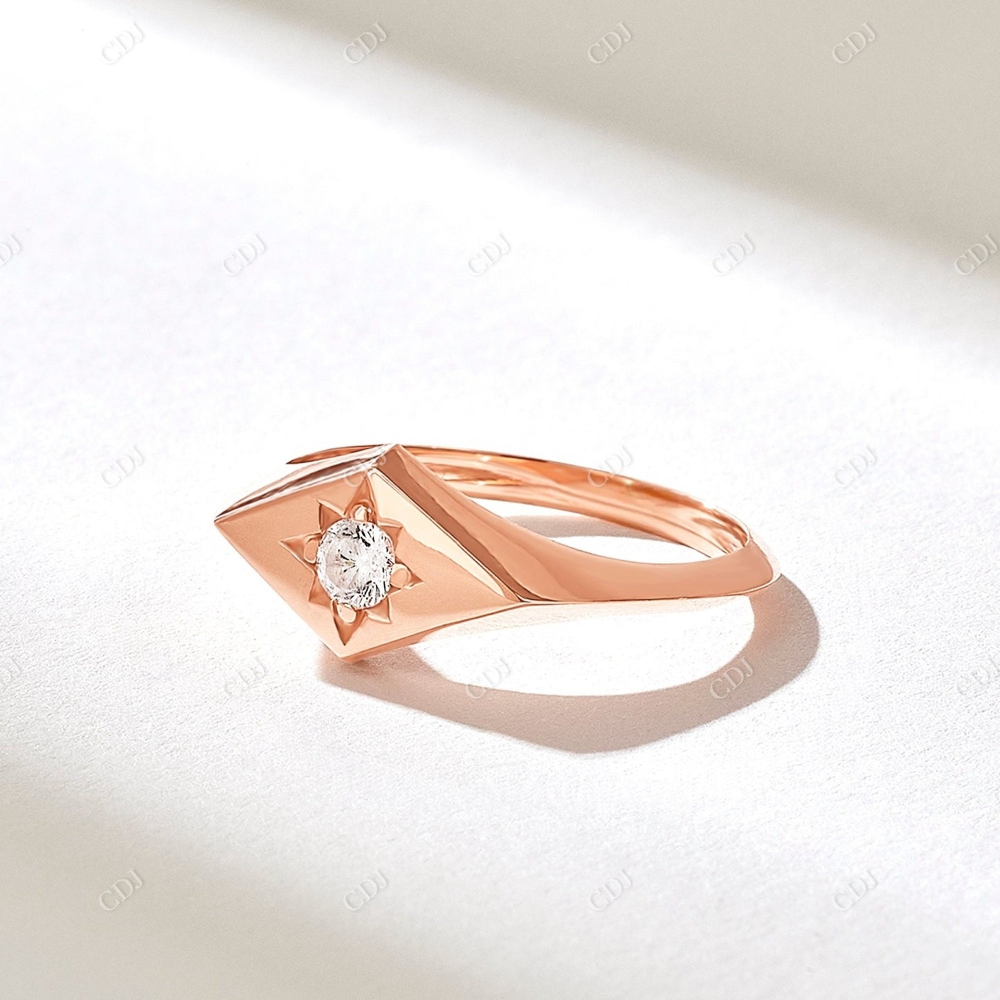 0.12CT Round Diamond Geometric Star Ring customdiamjewel 10KT Rose Gold VVS-EF