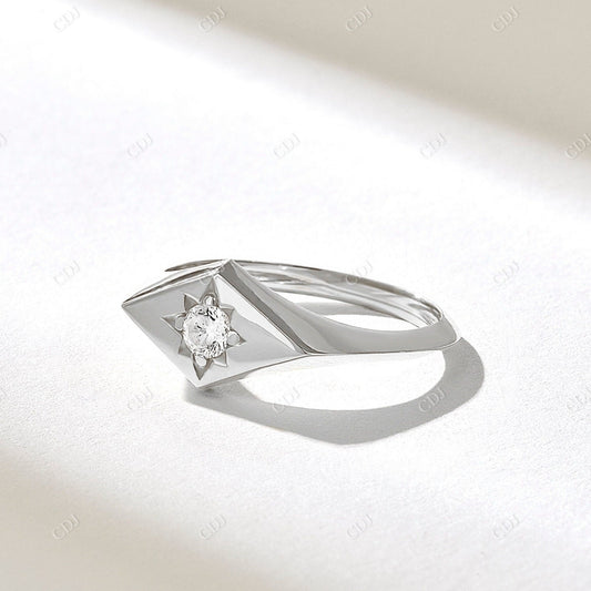 0.12CT Round Diamond Geometric Star Ring  customdiamjewel 10KT White Gold VVS-EF