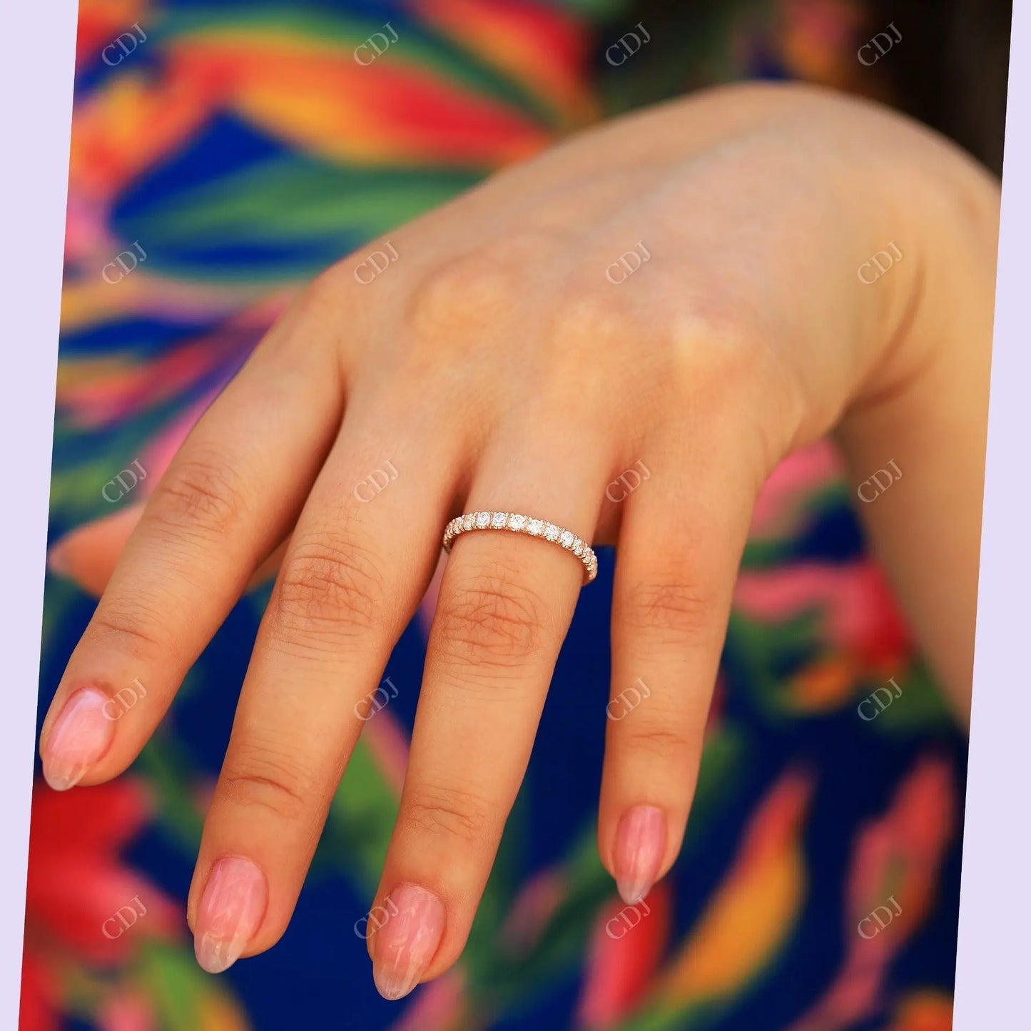 Round Half Eternity Rose Gold Moissanite Wedding Band customdiamjewel