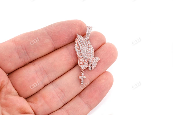 1.50CTW Rosary Praying Hands Diamond Pendant customdiamjewel