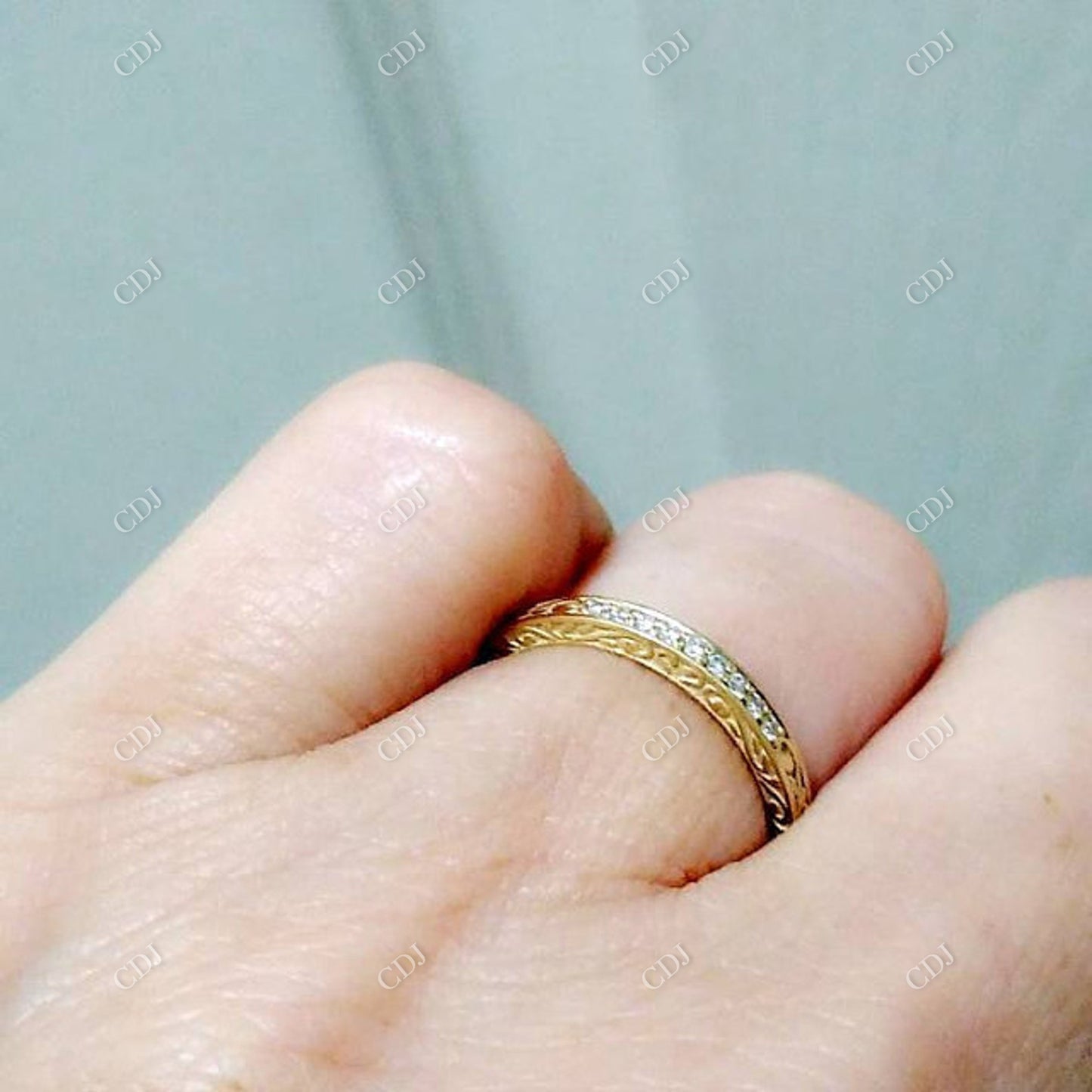 0.08CTW Vintage Filigree Stackable Diamond Wedding Band customdiamjewel