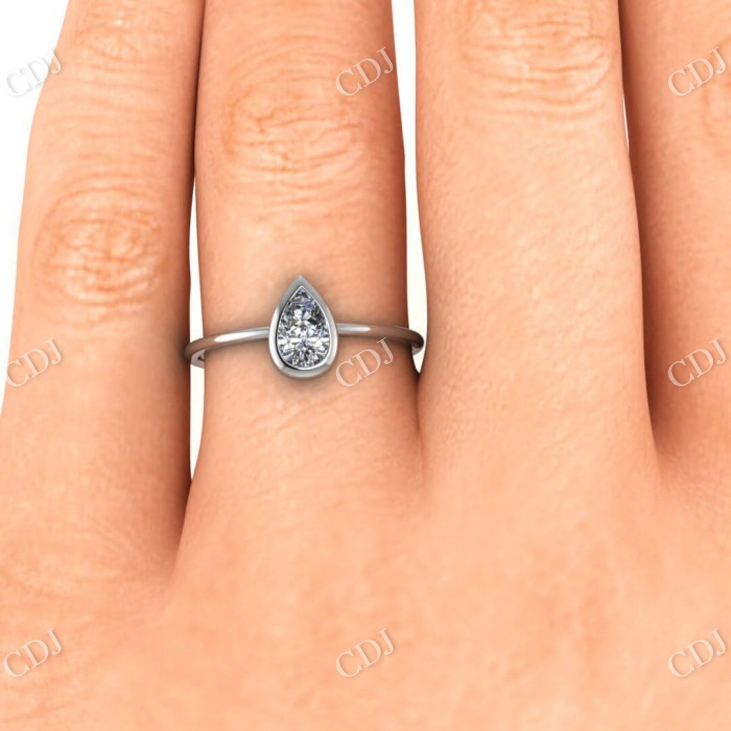 White Gold Pear Shaped Moissanite Solitaire Ring customdiamjewel