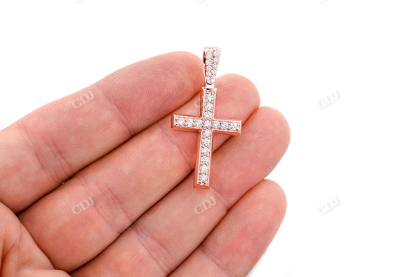 1.15CTW One Row Angled Cross Pendant customdiamjewel