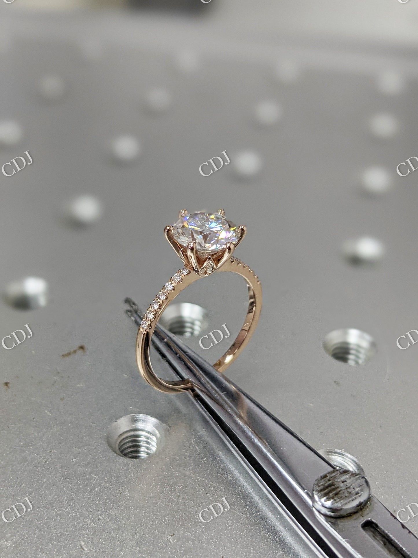 Round Cut 14K White Gold Diamond Eternity Moissanite Ring customdiamjewel