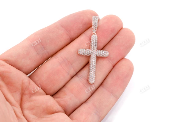 2.00CTW Large Five Row Bubbly Cross Pendant customdiamjewel