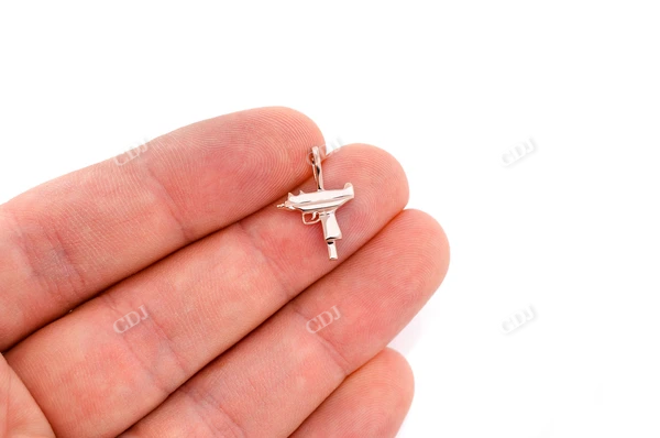 Solid K Uzi Gun Pendant customdiamjewel