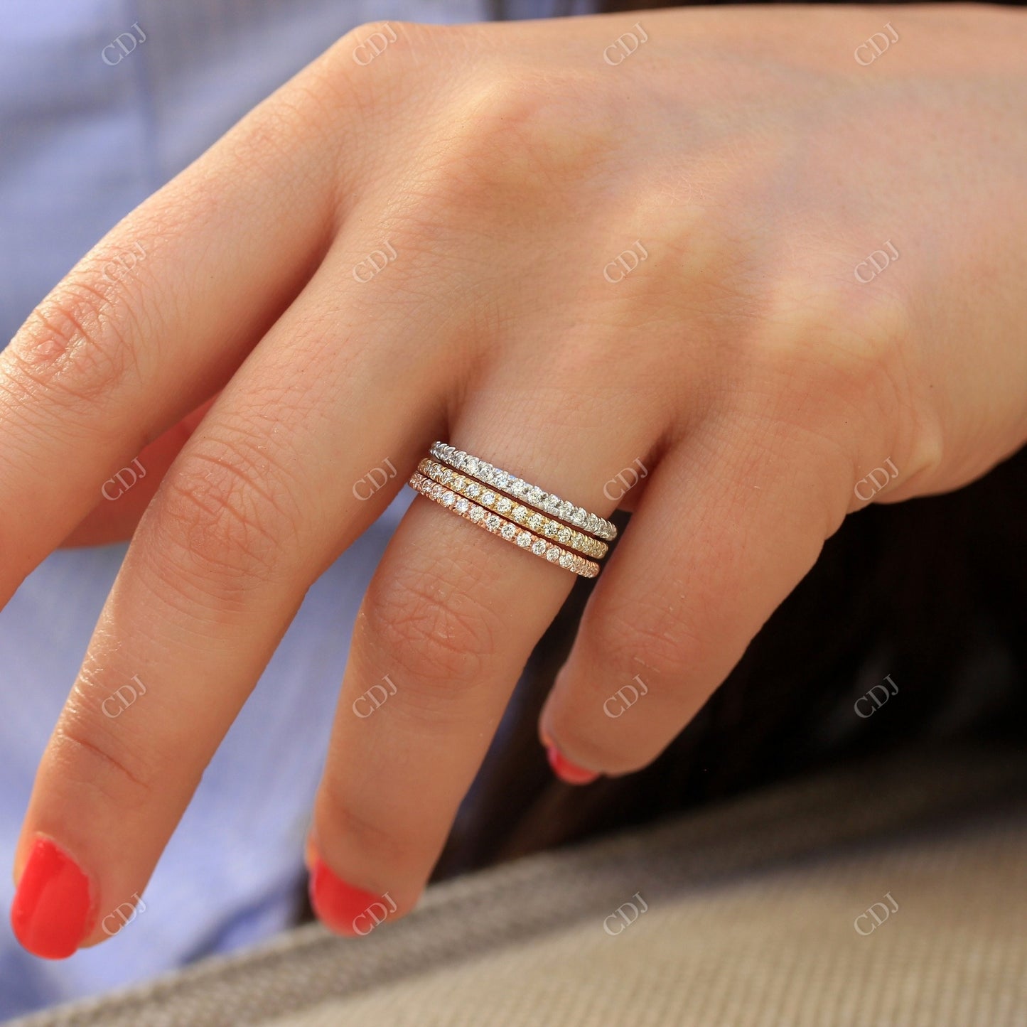 1.50CTW Lab Grown Diamond Set Of Wedding Bands customdiamjewel