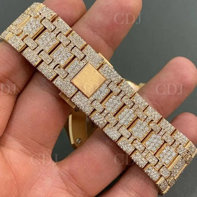 Rose Gold Plated Iced Out Moissanite Diamond Watch customdiamjewel