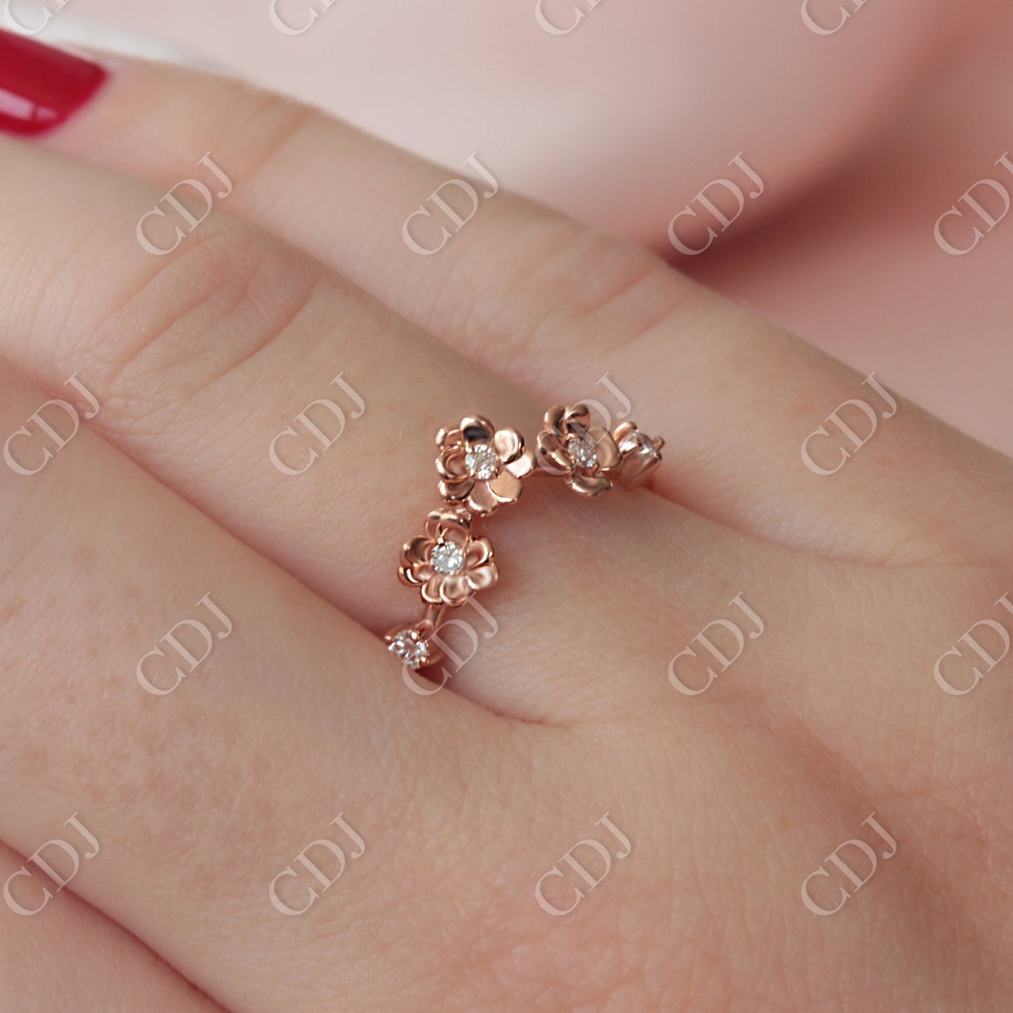 Flower Shaped Unique Lab Grown Diamond Wedding Band customdiamjewel