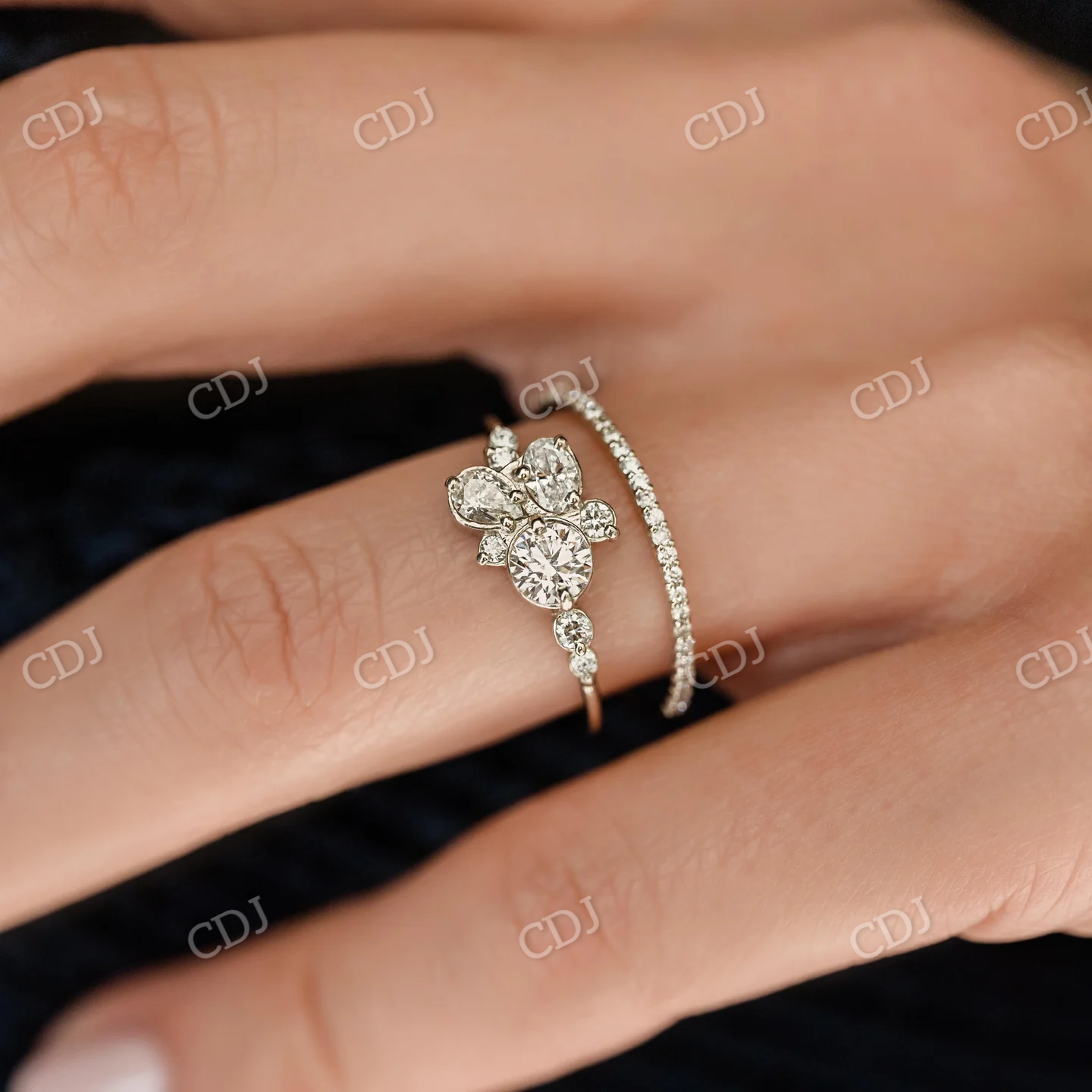 Unique Multi Shape Moissanite Engagement Ring customdiamjewel