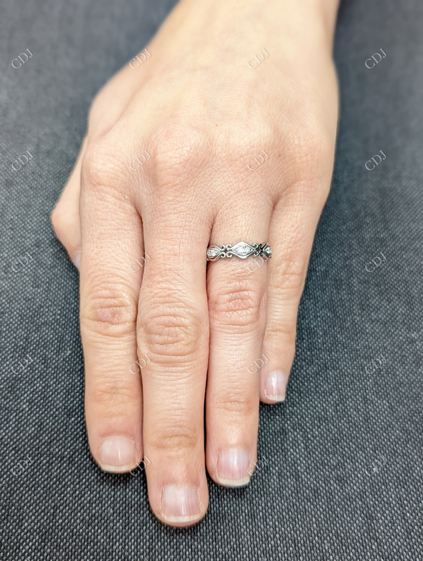 0.09CTW Vintage Half Eternity Diamond Wedding Band customdiamjewel