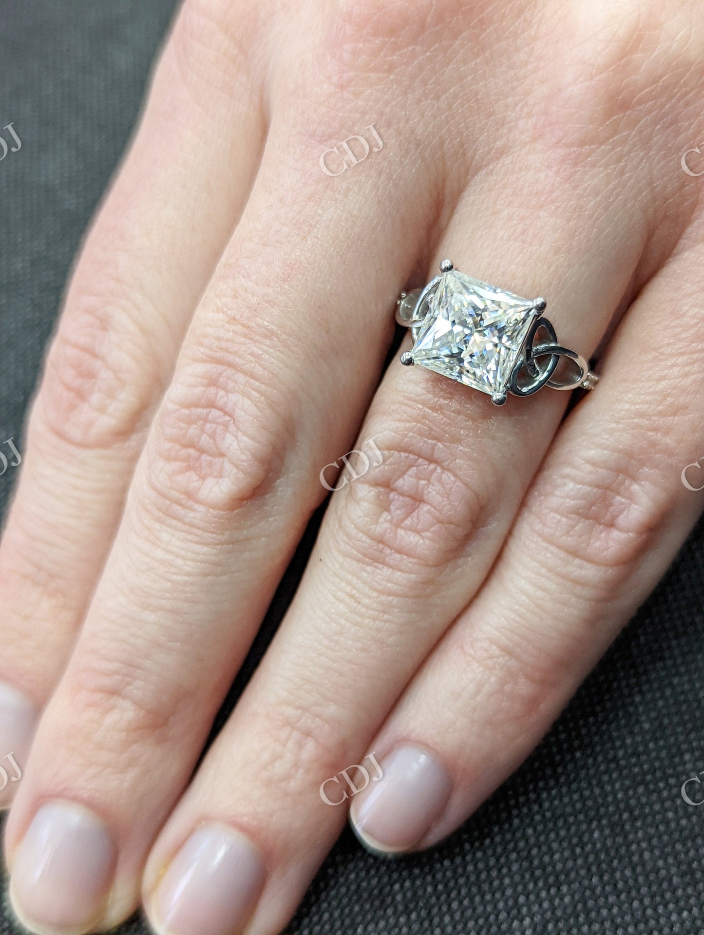 Celtic Cathedral Gold Ring Princess Cut Moissanite Engagement Ring customdiamjewel