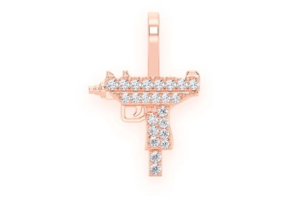 0.15CTW Uzi Pave Diamond Hip Hop Pendant customdiamjewel