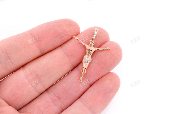 0.10CTW Crucifix Half Diamond Pendant customdiamjewel