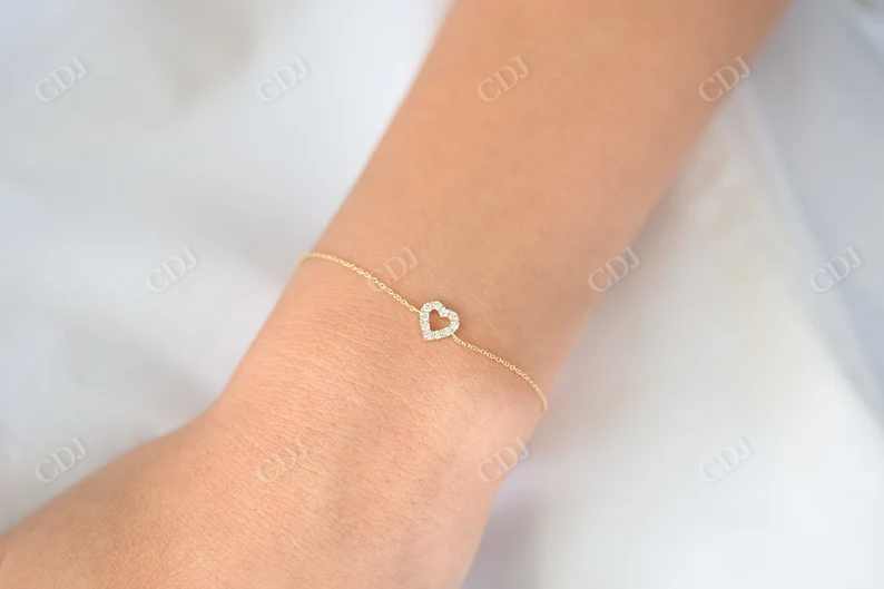 14K Gold Mini Diamond Heart Bracelet customdiamjewel