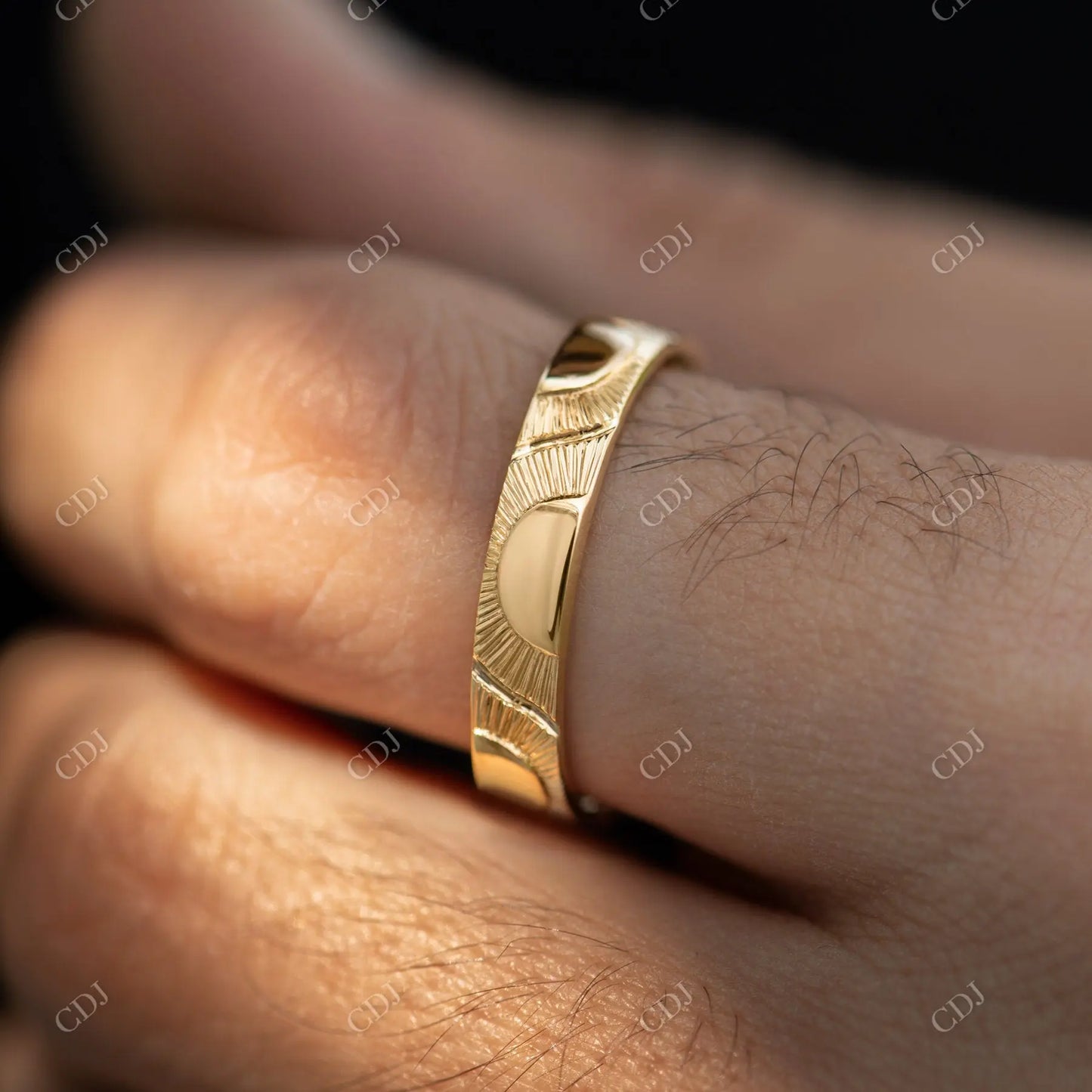 Sun Hand Engraved Wedding Band For Woman customdiamjewel