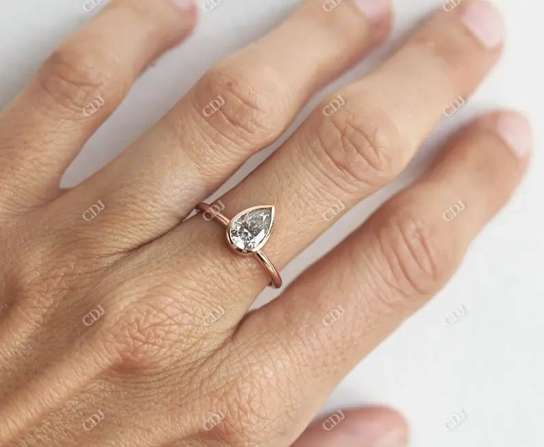 0.75CT Pear Cut Bezel Set Moissanite Engagement Ring customdiamjewel