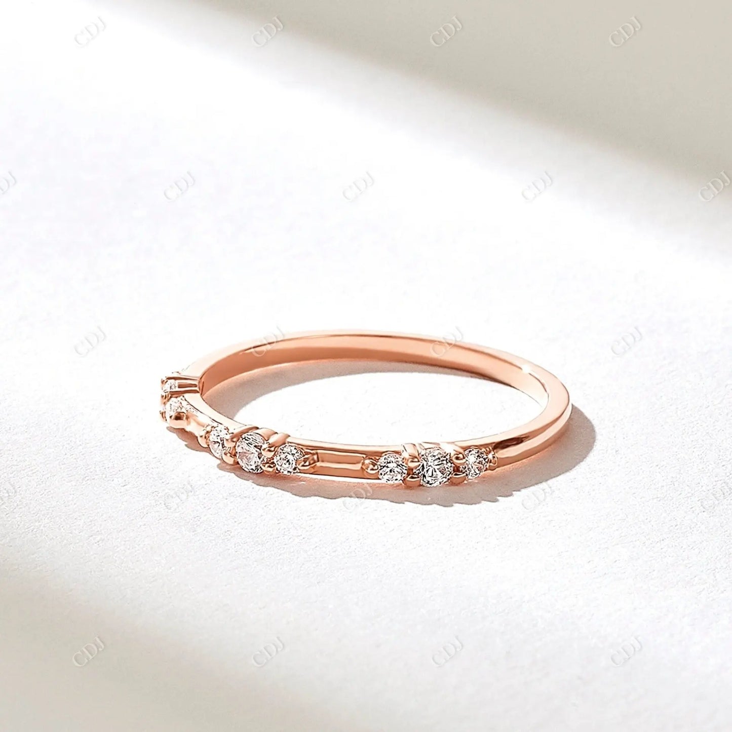 0.15CTW Round Lab Grown Diamond Minimalist Wedding Band customdiamjewel 10KT Rose Gold VVS-EF