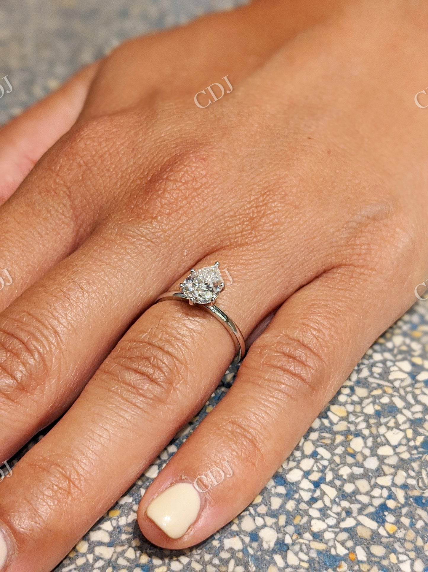 Water Drop Shape Moissanite Solitaire Engagement Ring customdiamjewel