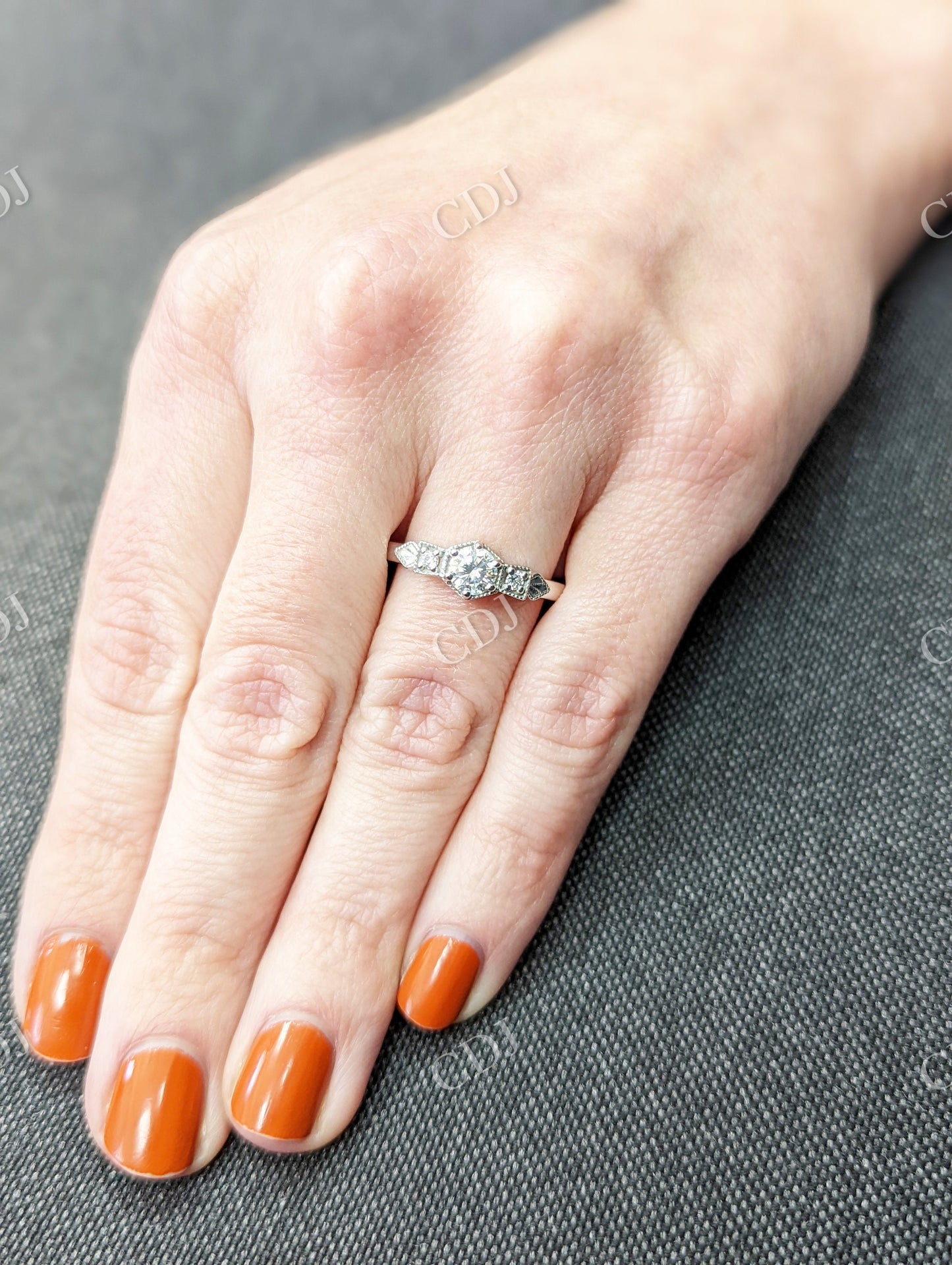 Vintage Moissanite Engagement Ring 14k White Gold Wedding Ring customdiamjewel