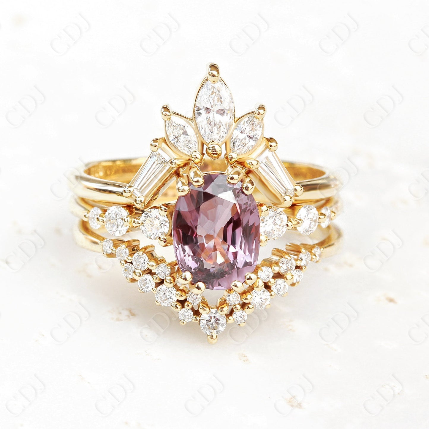 0.15CTW Cluster Diamond Chevron Nesting Wedding Ring customdiamjewel